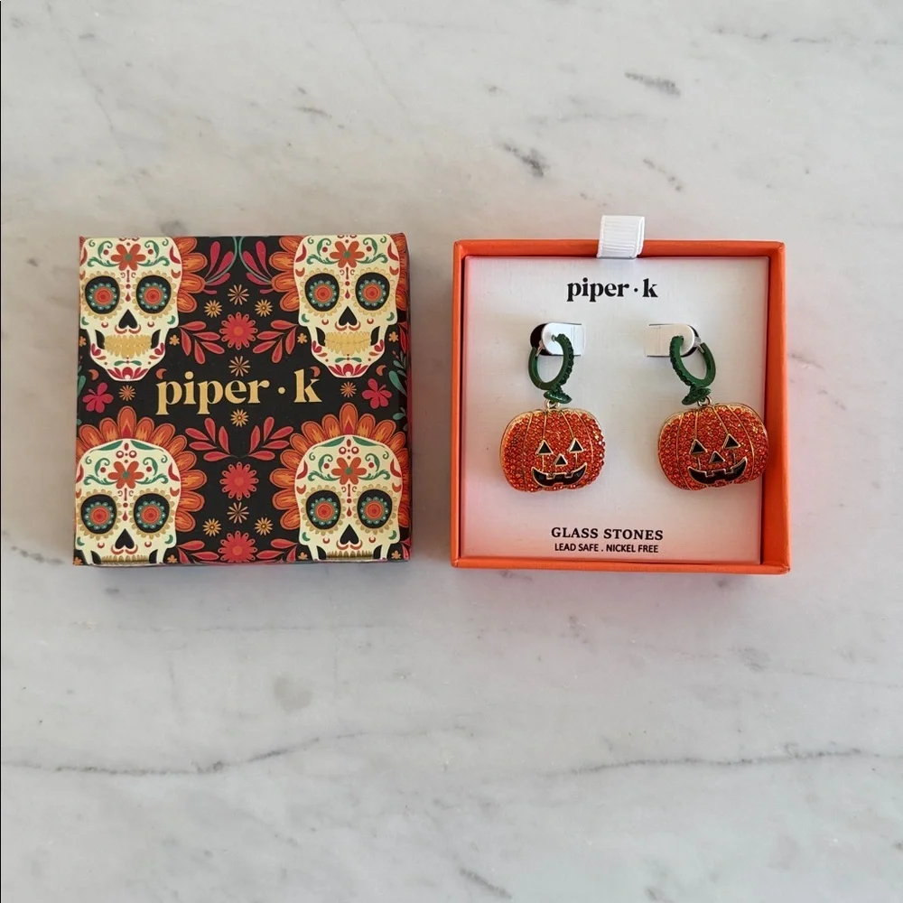 New! piper•k Jack O’Lantern Earrings